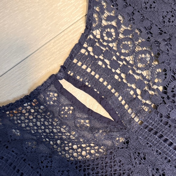 Skies Are Blue Navy and Coral Embroidered Blouse - Picture 3 of 4